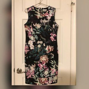 Calvin Klein Black/Baby Pink Floral Cocktail Dress